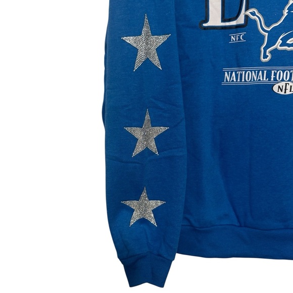 Detroit Lions Gameday Couture Women's Blue Sz M  Rhinestone Star Slv Sweatshirt - Picture 4 of 7